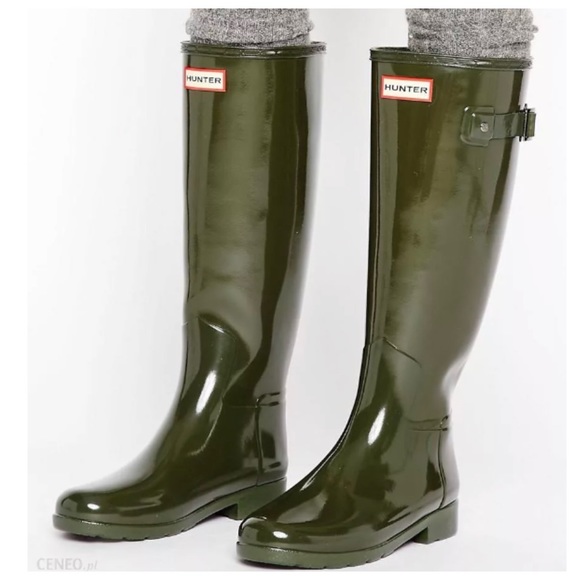 Hunter Refined Gloss Tall Wellington Boots - Picture 1 of 9